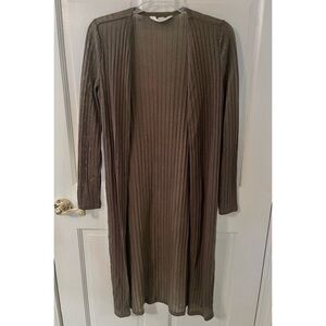Women’s Long Maxi Long-Sleeve Cardigan Sweater with Slits